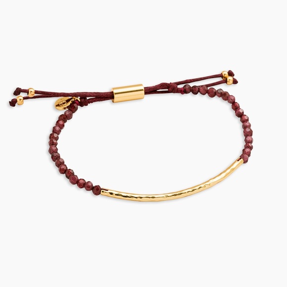 🧙‍♀️🍀🔥Gorjana - Garnet Wine Red & Gold Power Gemstone Bracelet - Picture 1 of 3